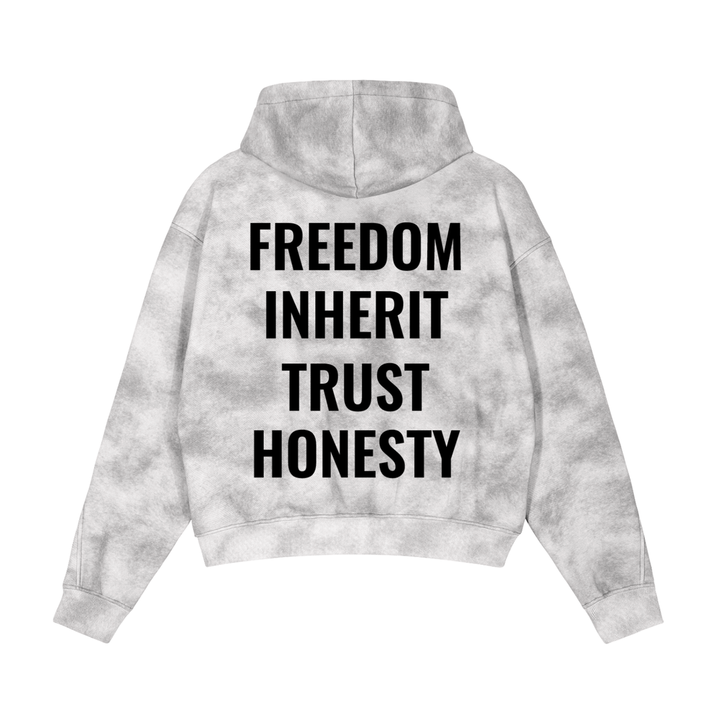 FAITH Dirty Washed Boxy Zip-up Fleece Hoodie