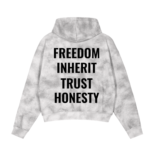 FAITH Dirty Washed Boxy Zip-up Fleece Hoodie